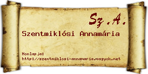 Szentmiklósi Annamária névjegykártya